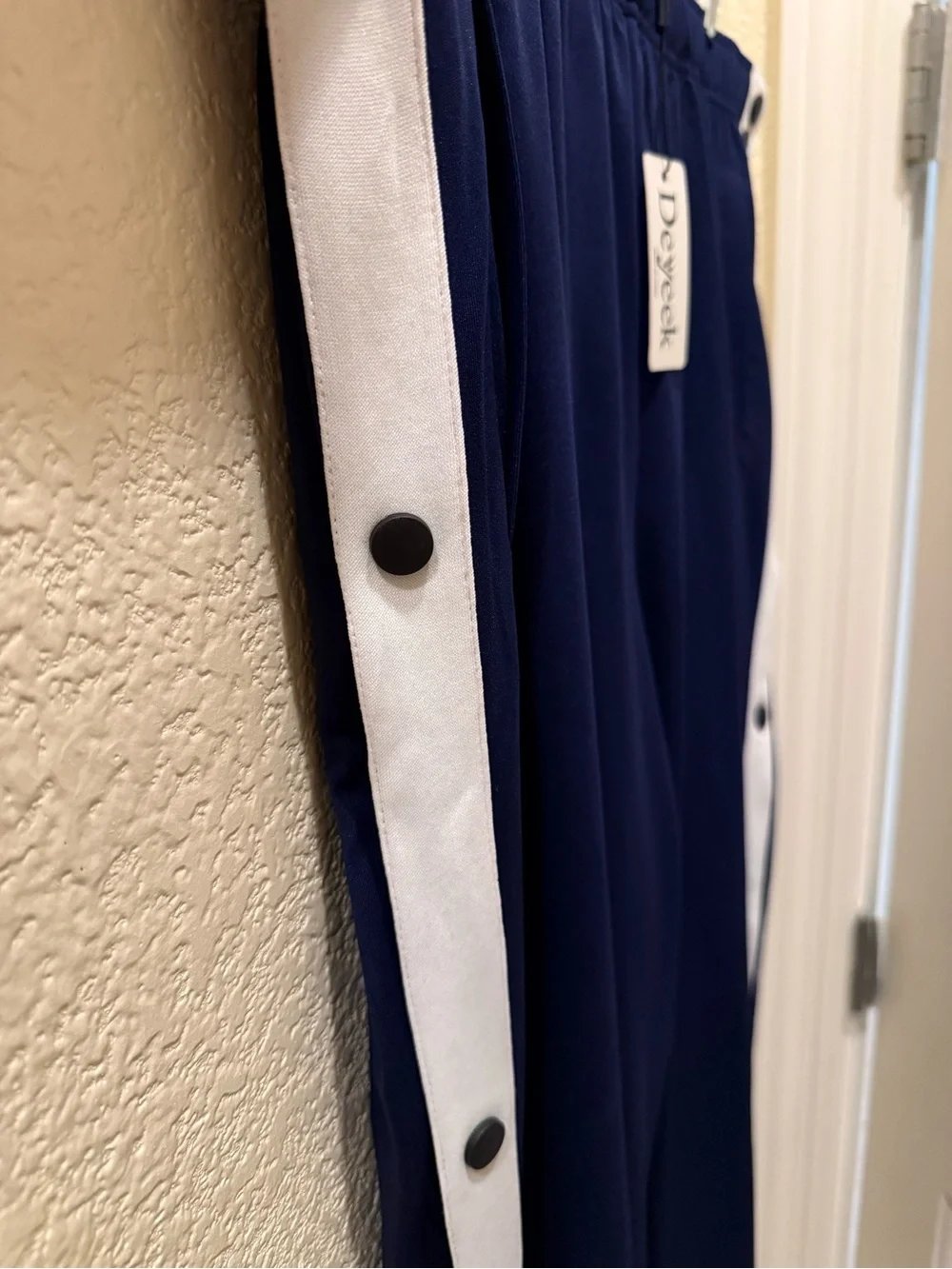 Deyeek Tear Away Snap Button Pants XXL NWT Navy Blue Post Surgery Basketball
